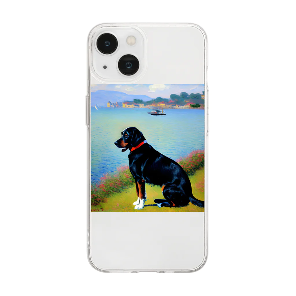 saroraのモネの犬 Soft Clear Smartphone Case