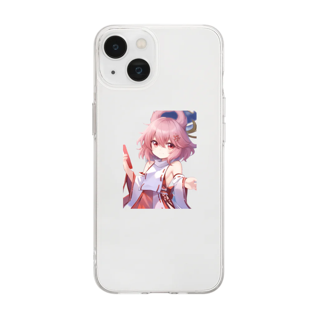 タカネットの巫女の少女 Soft Clear Smartphone Case