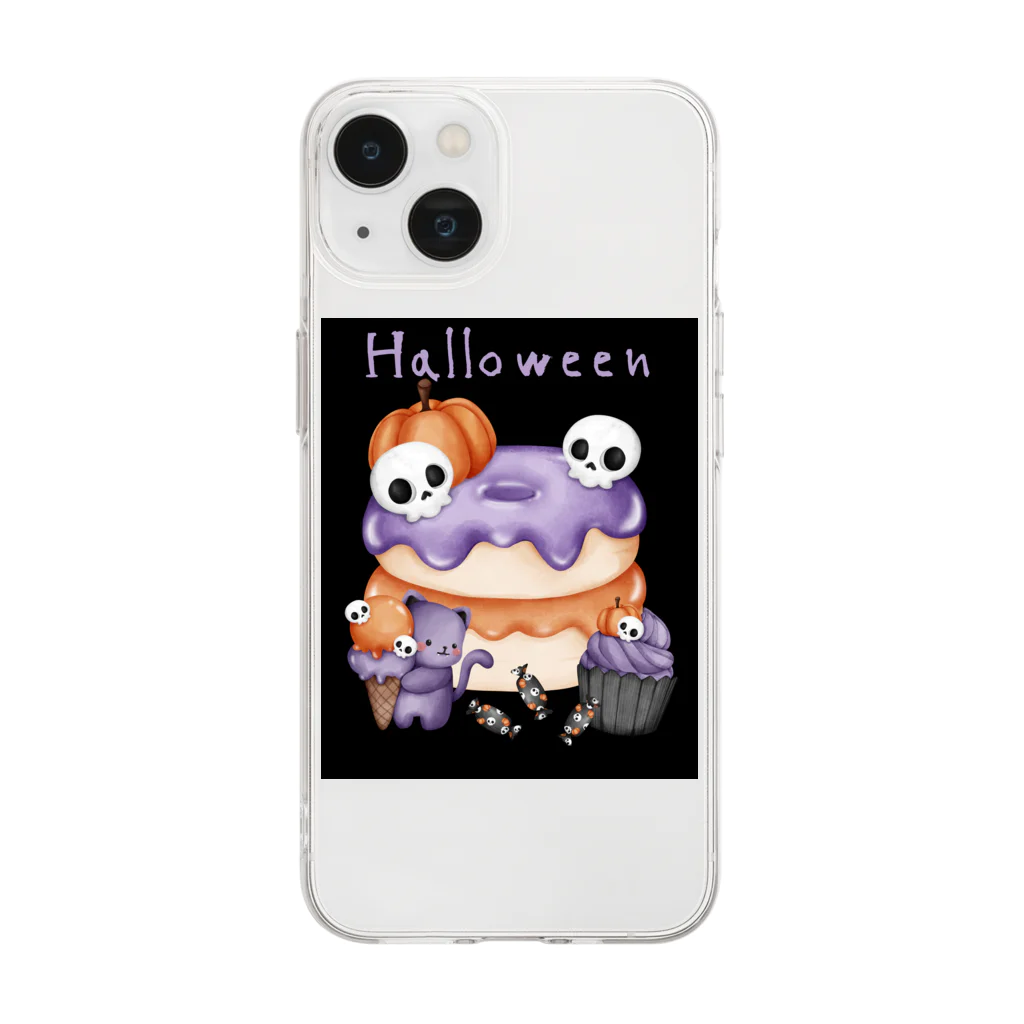 せきまるのハロウィンスイーツ Soft Clear Smartphone Case