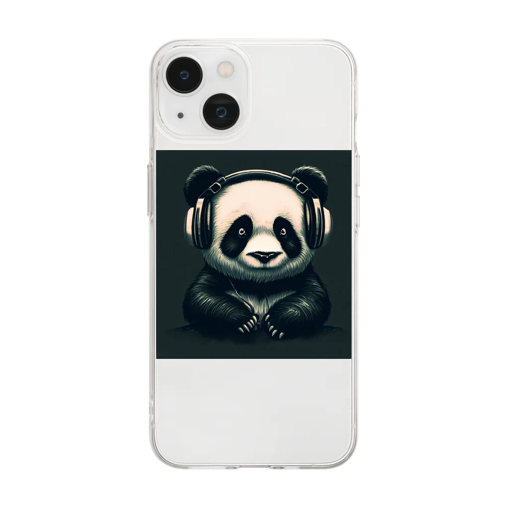 Shiba_IncのHeadphones & Pandas（ヘッドホン & パンダ） ソフトクリアスマホケース