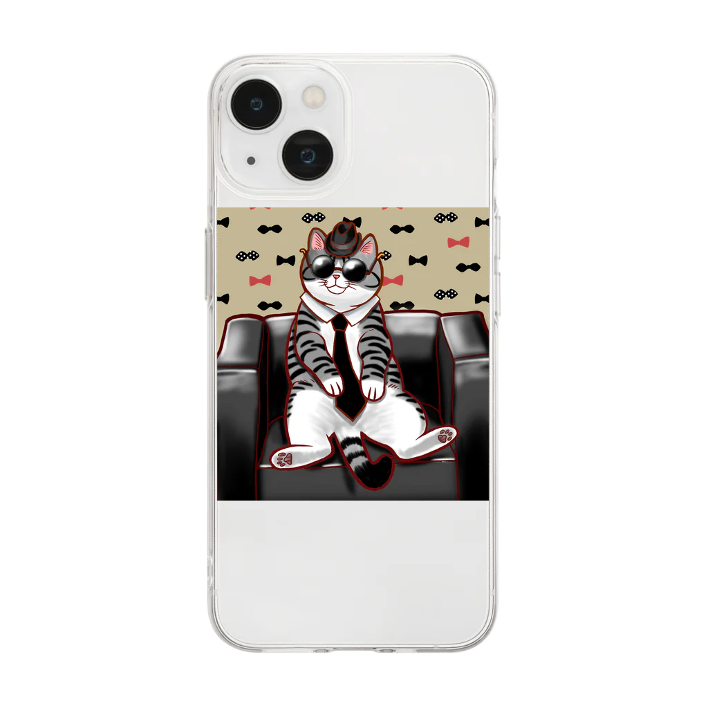 もっち（mocchi）のドン・ニャンコ Soft Clear Smartphone Case