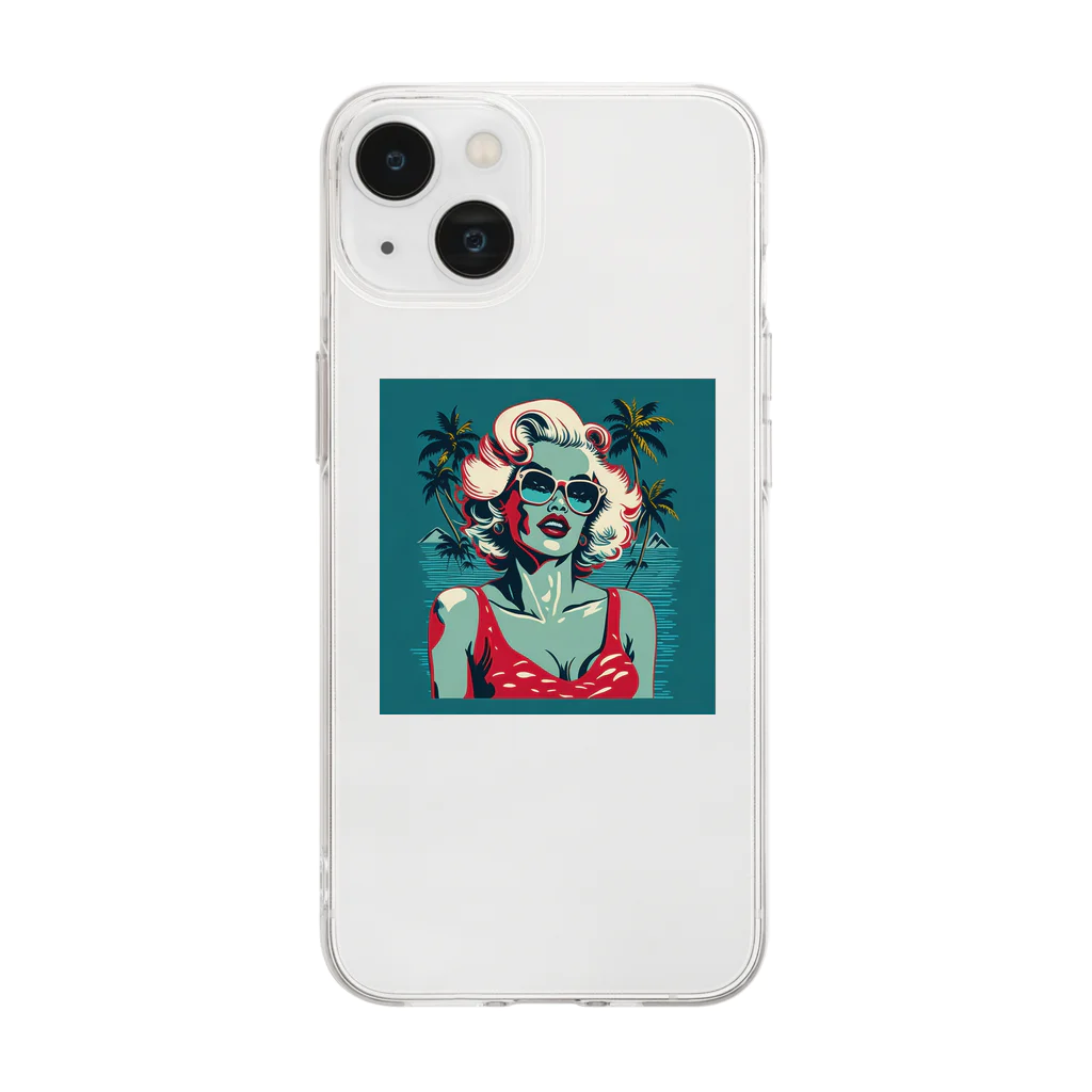 Daruma-StoreのMarilyn monroe with cartoon style Soft Clear Smartphone Case