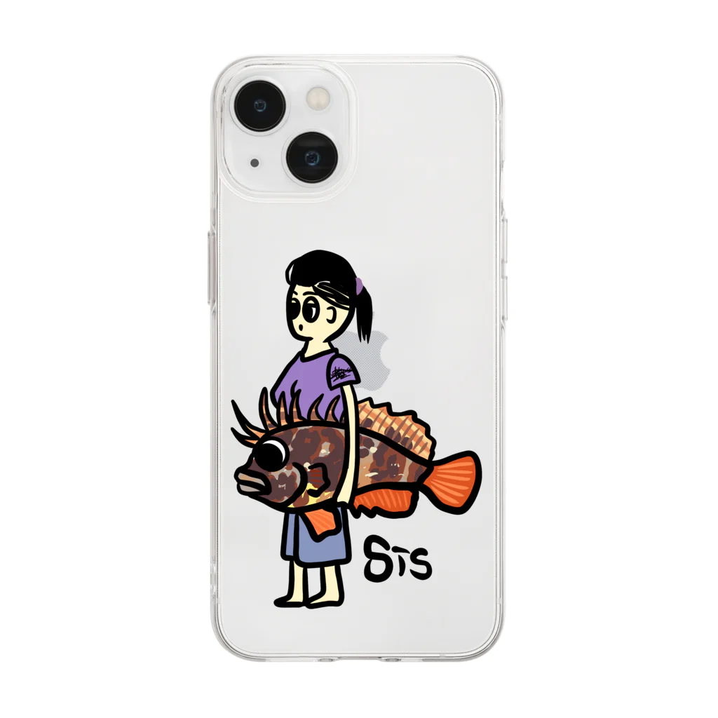 snaggedgorillaのsisハオコゼ Soft Clear Smartphone Case