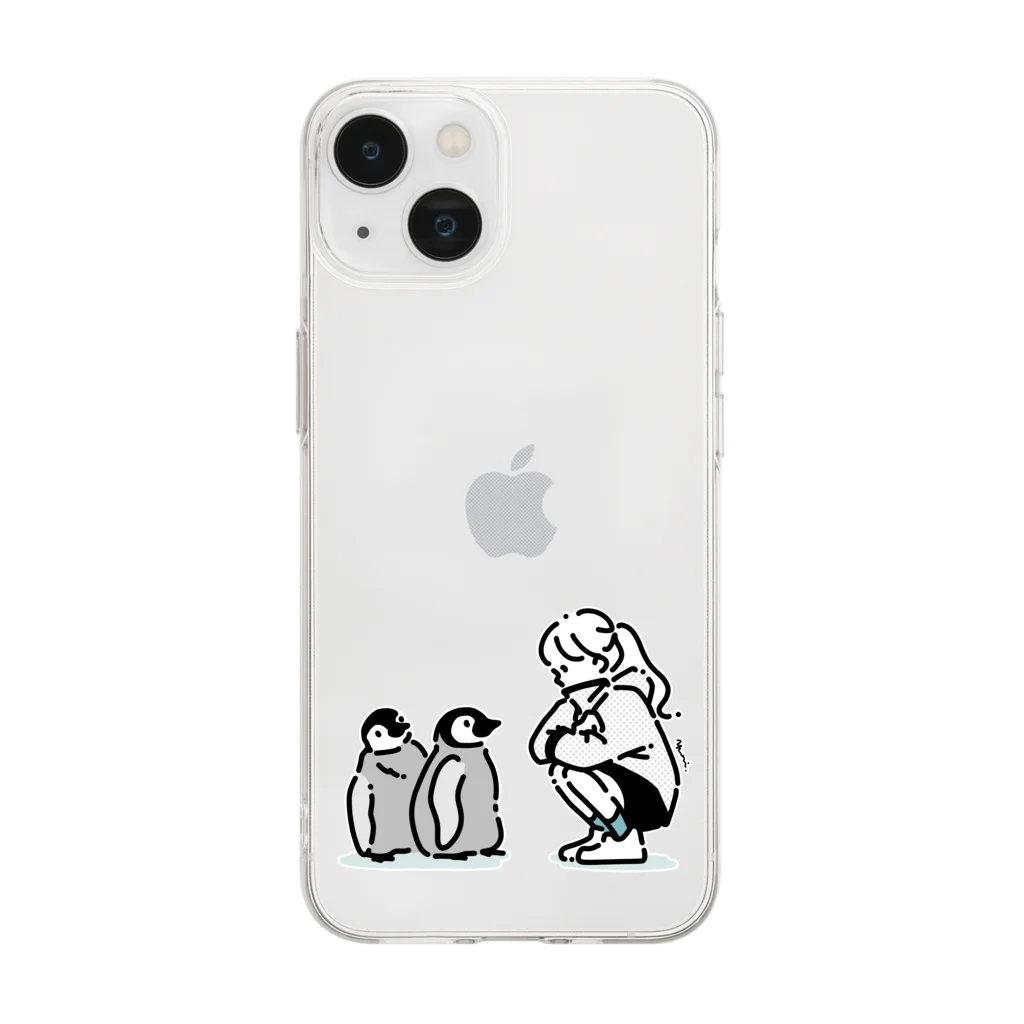 yuriのペンギンと女の子 Soft Clear Smartphone Case