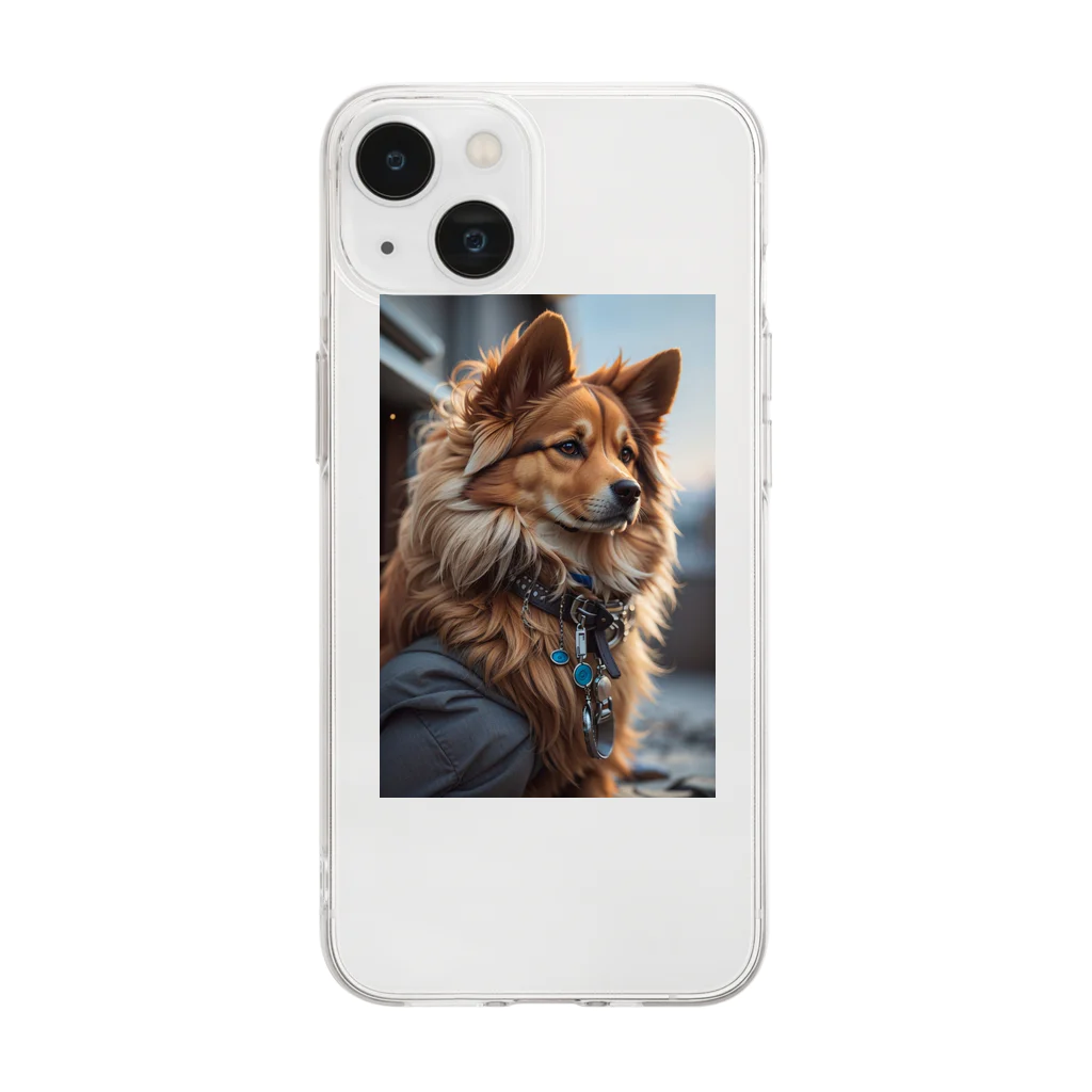 majuiceの凛々しい犬 Soft Clear Smartphone Case