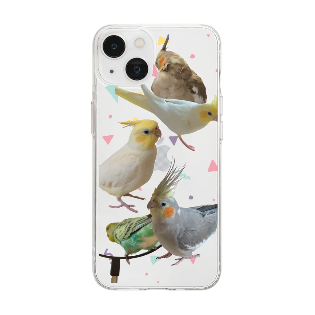 甘えん坊オカメインコのセキセイインコ&オカメインコ Soft Clear Smartphone Case