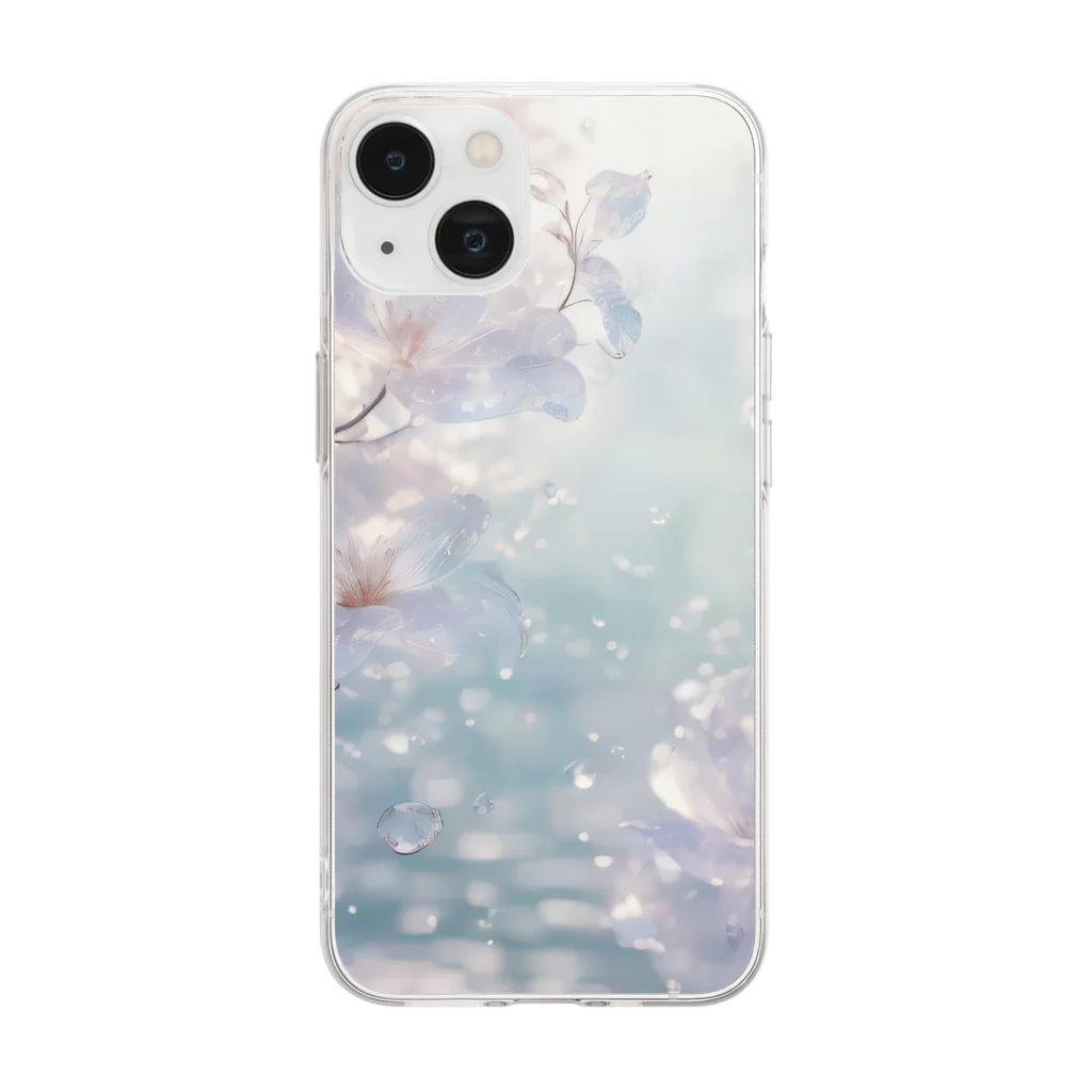ほろ子のお花屋さんのRain-soaked blossoms Soft Clear Smartphone Case