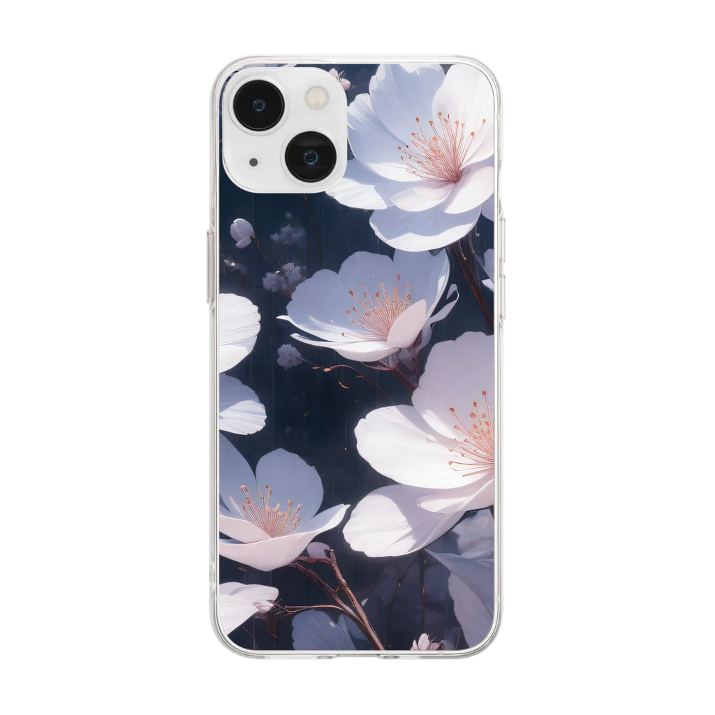 ほろ子のお花屋さんのCherry Blossoms Dancing Soft Clear Smartphone Case