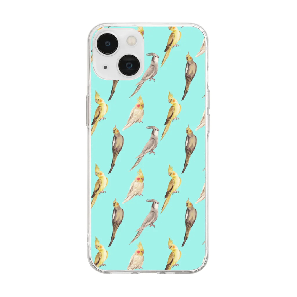 甘えん坊オカメインコのオカメインコいっぱい！ Soft Clear Smartphone Case