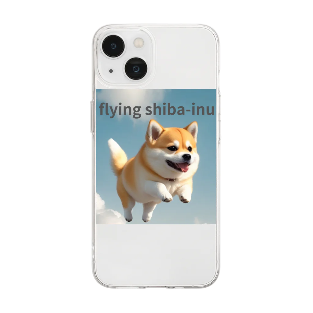 五右衛門商店のflying shibaｰinu Soft Clear Smartphone Case