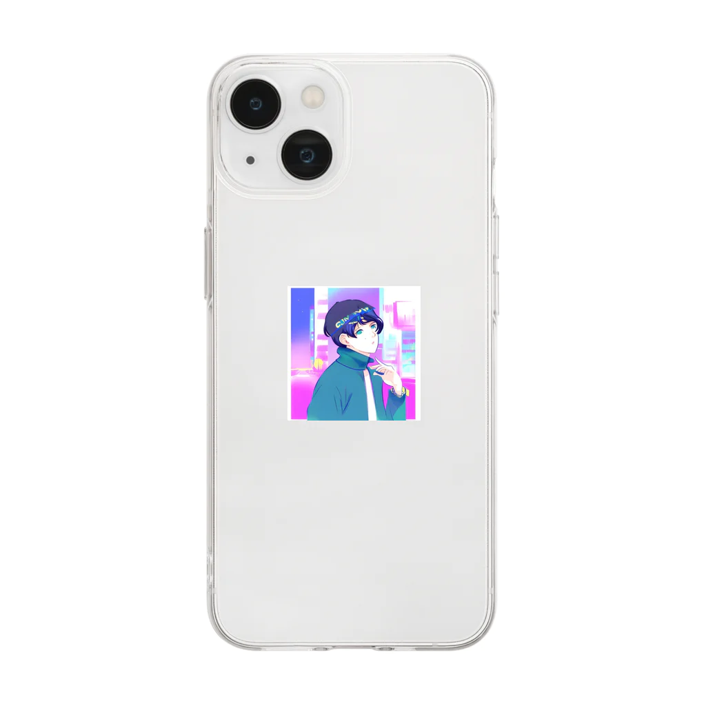 みやこのオリジナルショップのアニメ風の原宿系男子のオリジナルグッズ Soft Clear Smartphone Case
