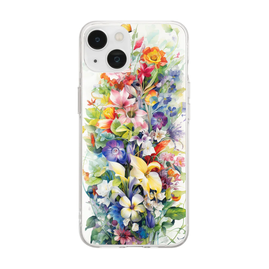 癒しのお部屋の蝶と花II Soft Clear Smartphone Case