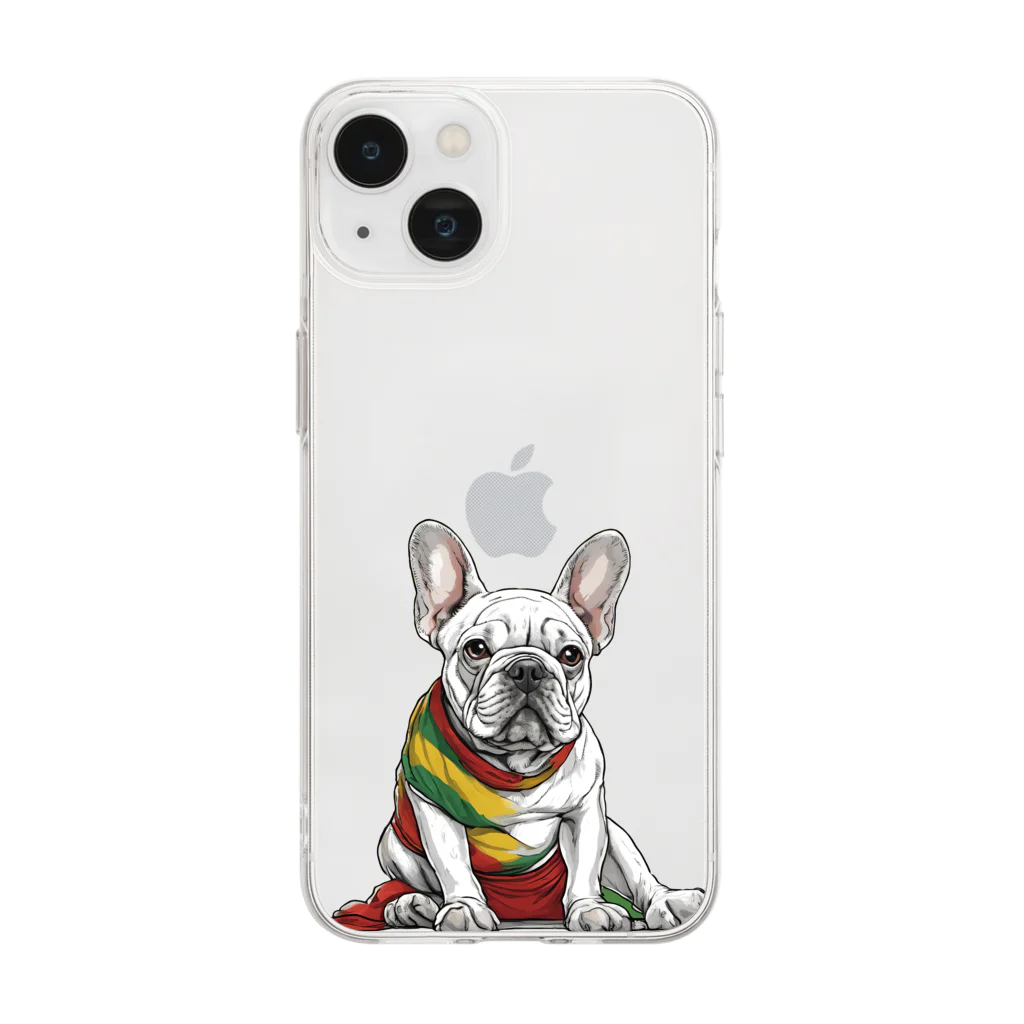 Frenchie-Rasta DoggのFrenchie-Rasta Dogg Soft Clear Smartphone Case