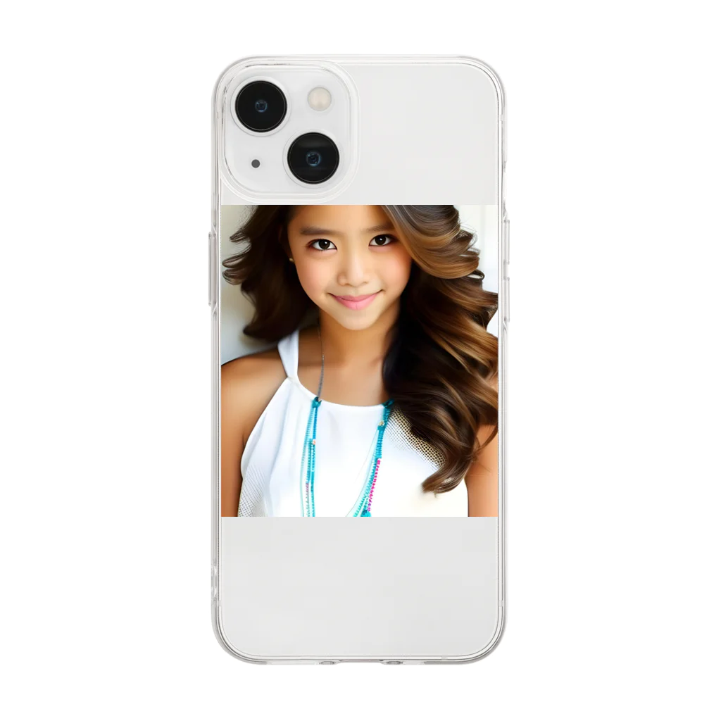 みやこのオリジナルショップの褐色肌のAI美少女のオリジナルグッズ Soft Clear Smartphone Case