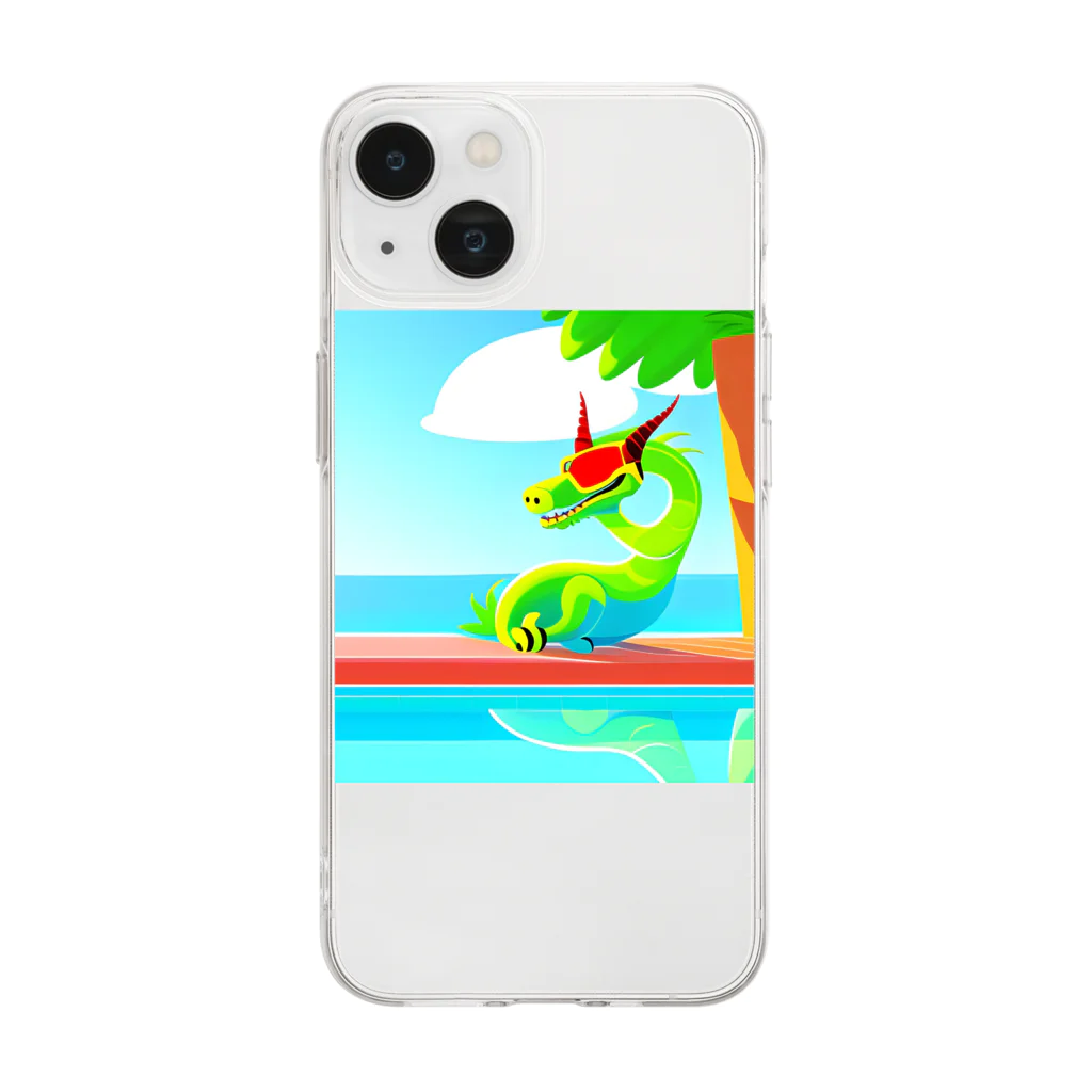 ryu1220の休暇中のドラゴン Soft Clear Smartphone Case