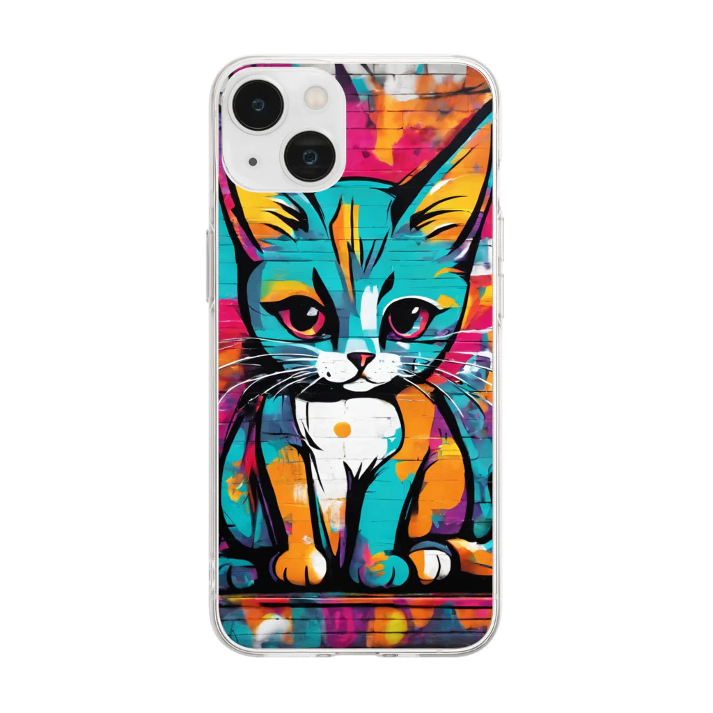 GRaceful Catのgraphical cat Soft Clear Smartphone Case