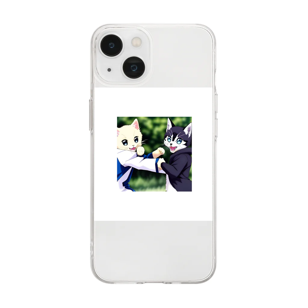 Haniwanの殴り愛猫 Soft Clear Smartphone Case