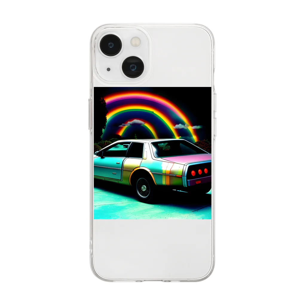 udominの虹色の車 Soft Clear Smartphone Case