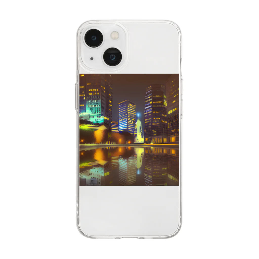 aripeishopの都会の夜景 Soft Clear Smartphone Case