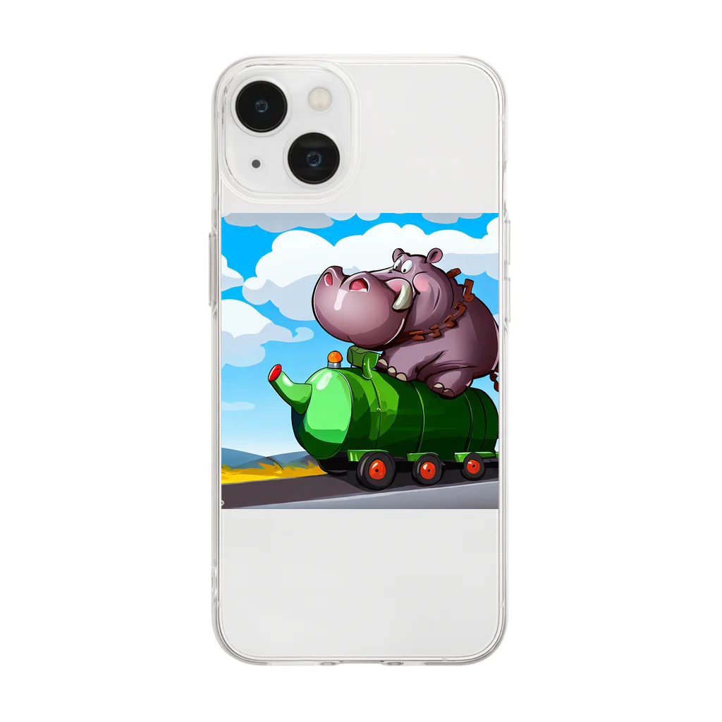 hippo-fanのカバのhippo君 Soft Clear Smartphone Case