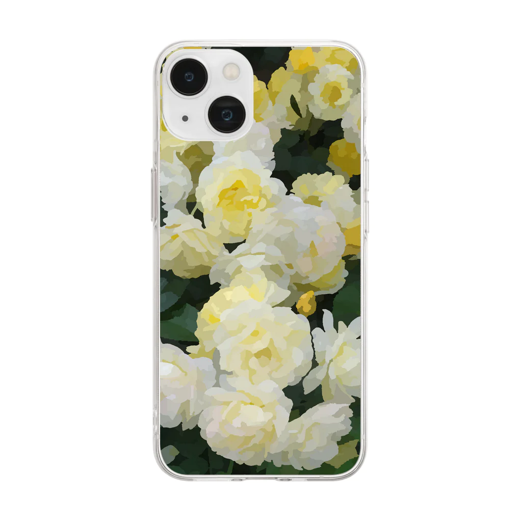 bitpiyoの黄色い薔薇の花 Soft Clear Smartphone Case