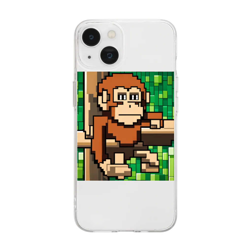 街の雑貨屋さんのドット絵キュートモンキーコレクション Soft Clear Smartphone Case