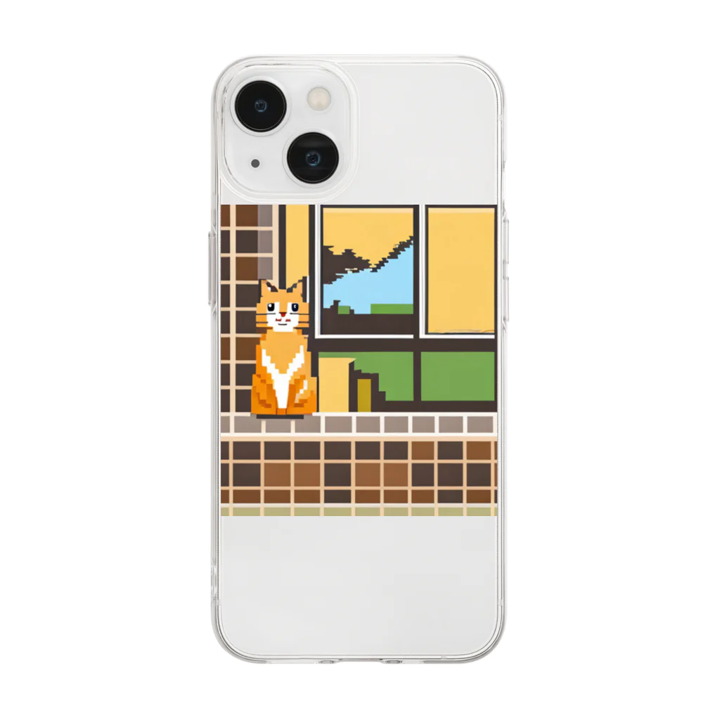 getprizeのドット絵の猫 Soft Clear Smartphone Case