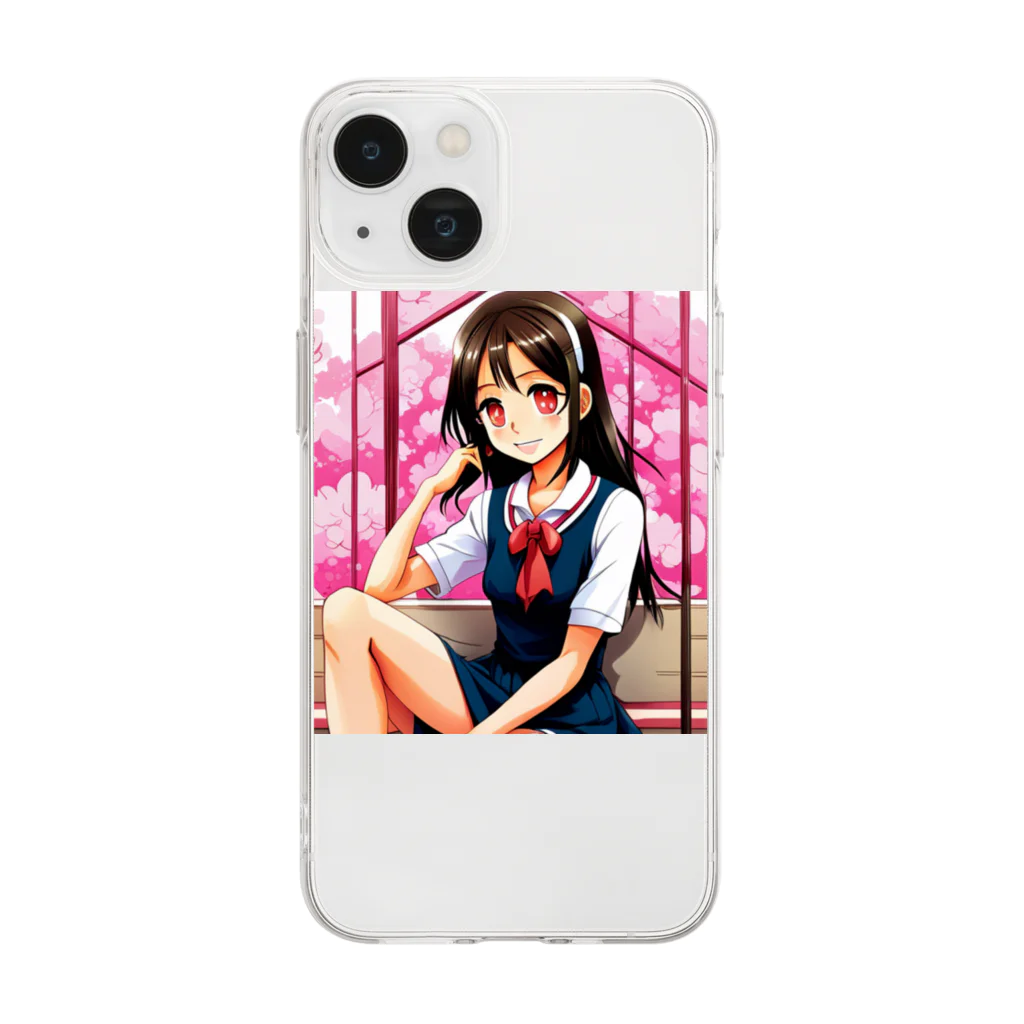 🎨デザイン宮殿🛍️の✨明るい美少女シリーズ：スレンダー女子高生エディション✨ Soft Clear Smartphone Case