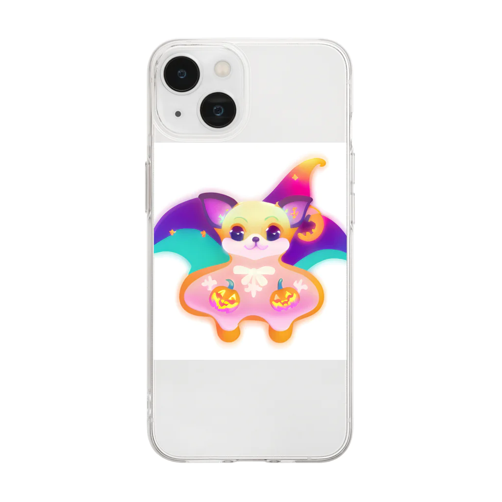 チワワ愛好家ショップのハロウィン限定！クッキーチワワとこうもりのハロウィン・フェスティバル Soft Clear Smartphone Case