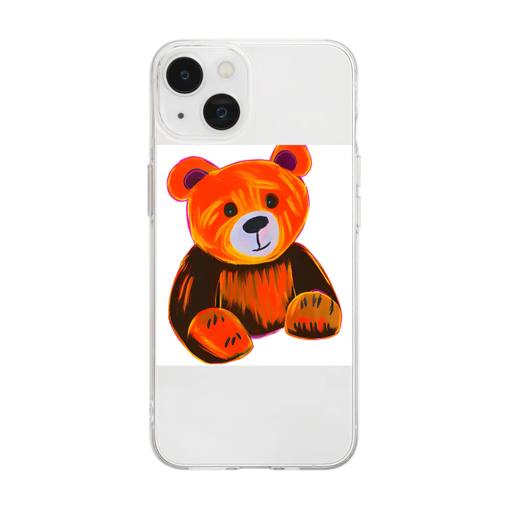 幸せのおすそわけのはらぺこクマさん Soft Clear Smartphone Case