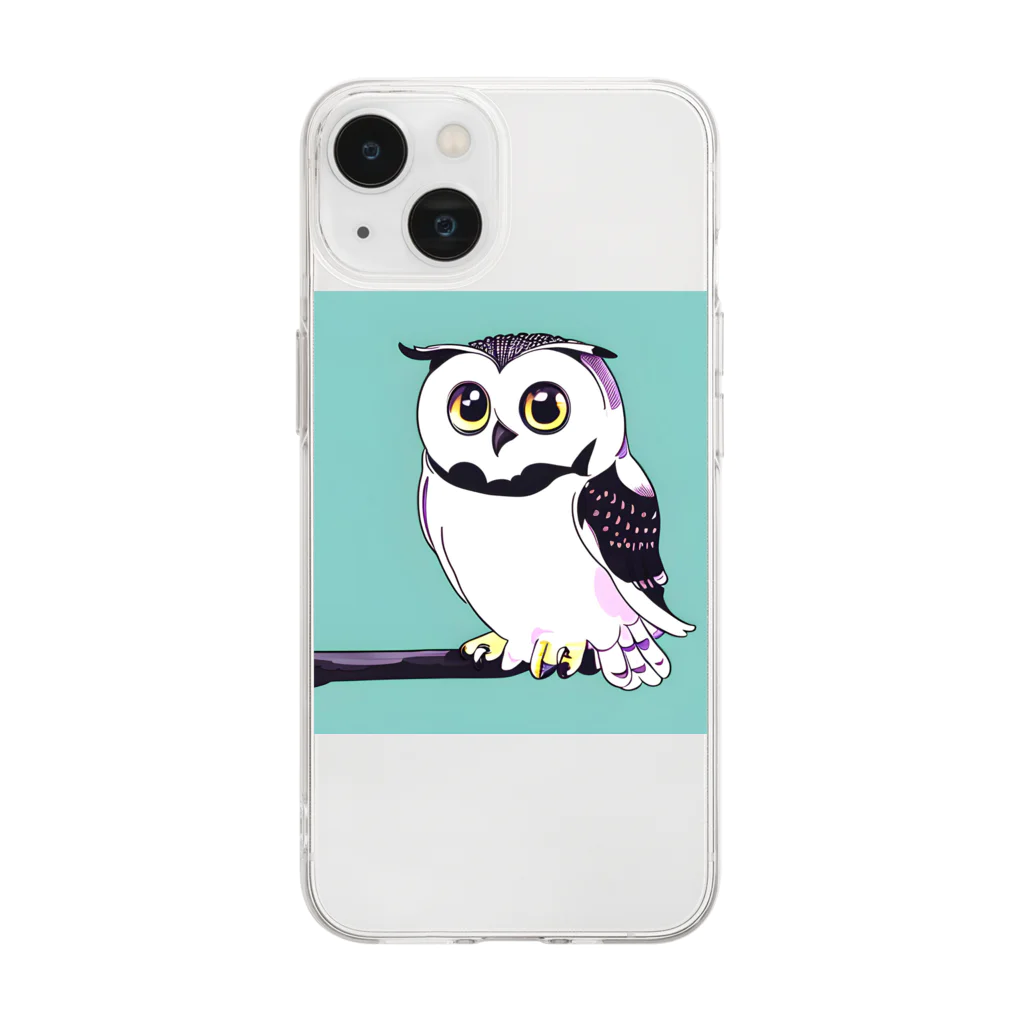 Owlのキュートなフクロウ Soft Clear Smartphone Case