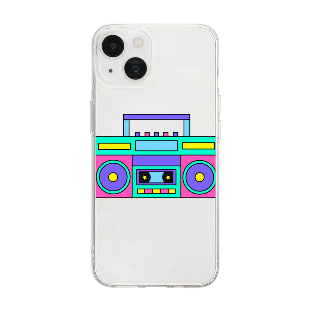 Lucia BOXの90’S　LOVE ITEM　ラジカセ Soft Clear Smartphone Case