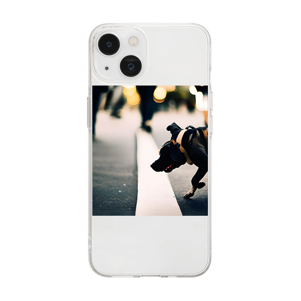 Cloretsの散歩中の犬のグッズ Soft Clear Smartphone Case