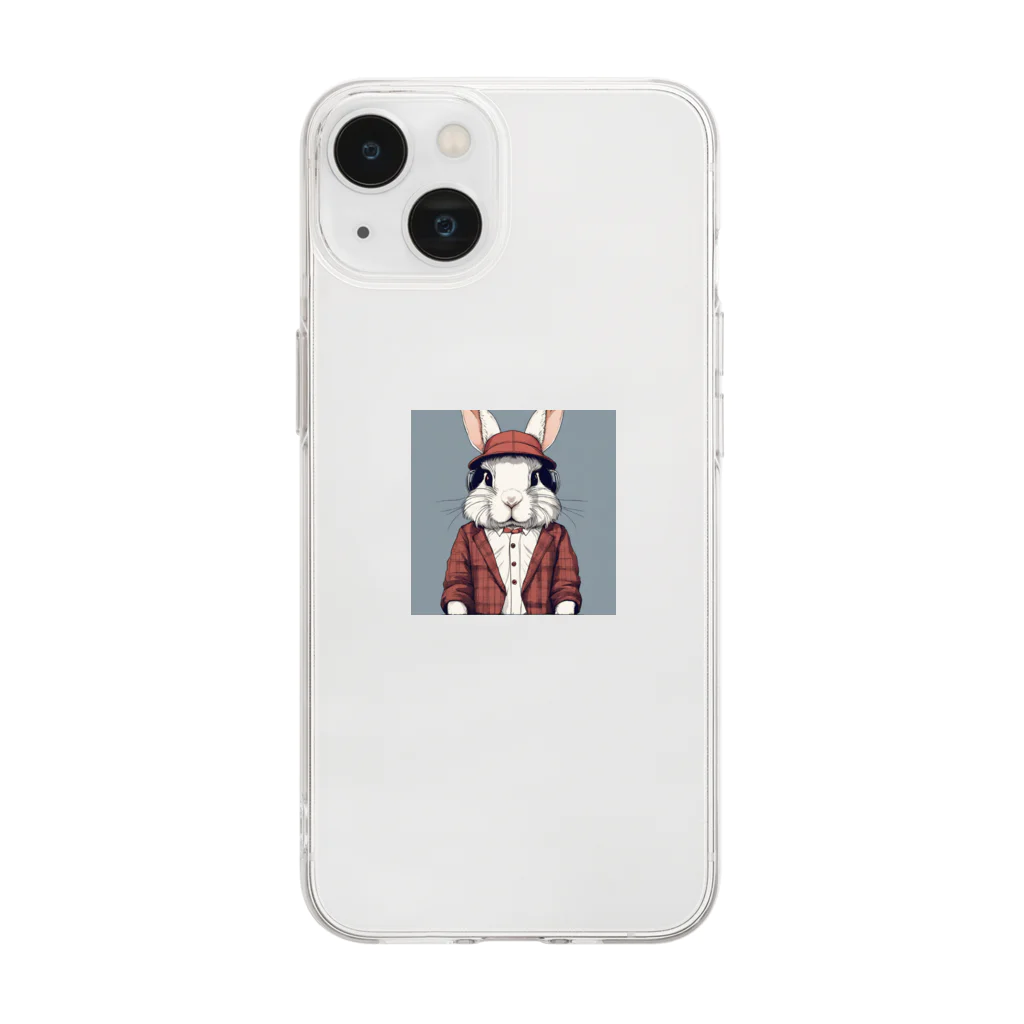 to_ma1のかっこいいおしゃれなウサギ Soft Clear Smartphone Case