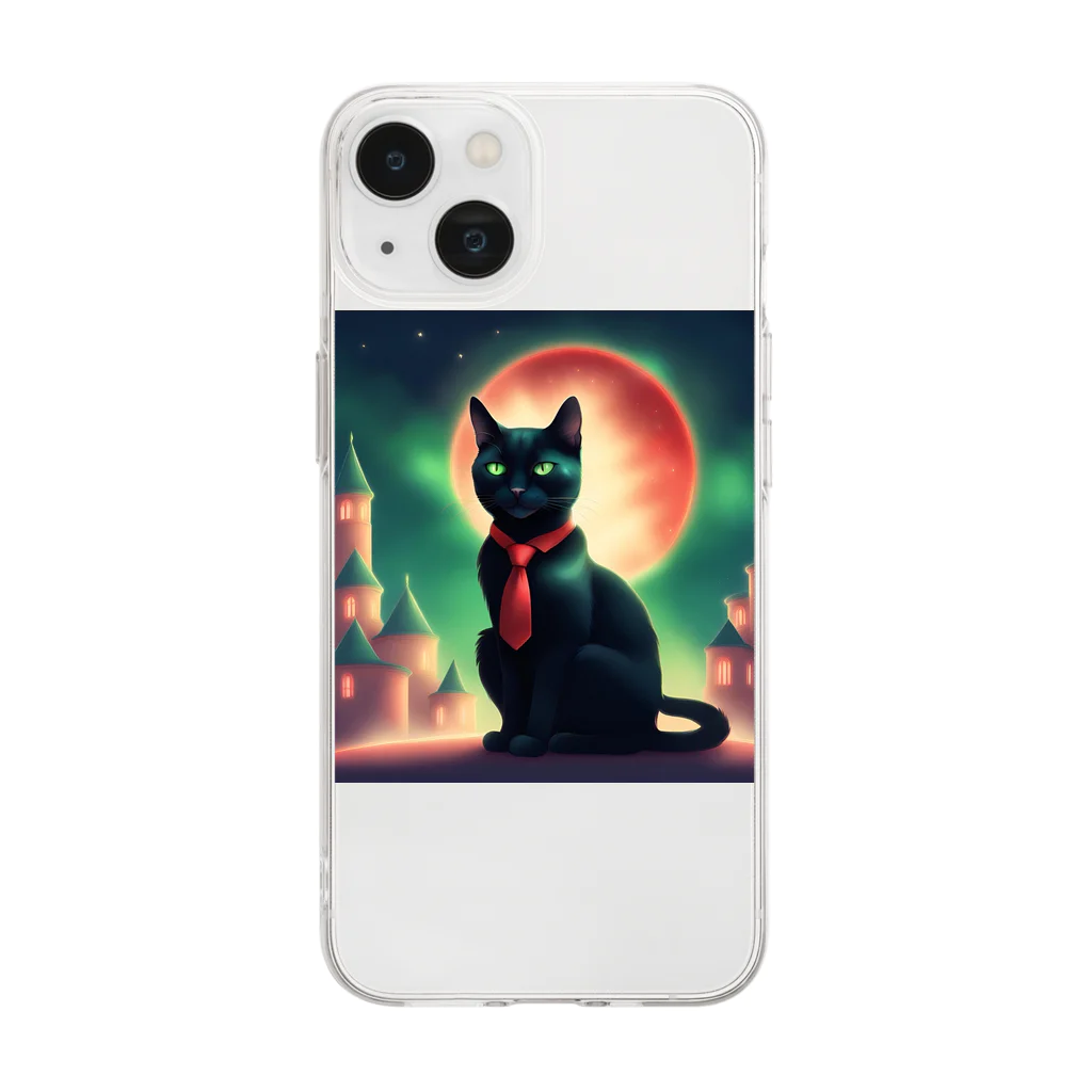 no-cat-no-lifeの黒猫のロデちゃん Soft Clear Smartphone Case