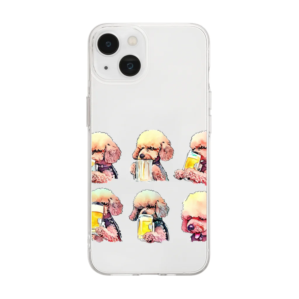 ✴︎Tiara shop✴︎のビール好きの犬 Soft Clear Smartphone Case