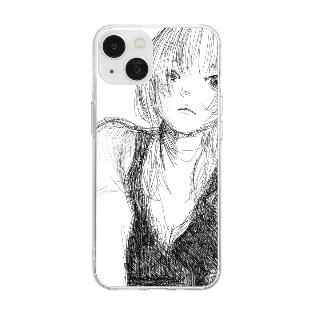 オレンジの唇 Soft Clear Smartphone Case