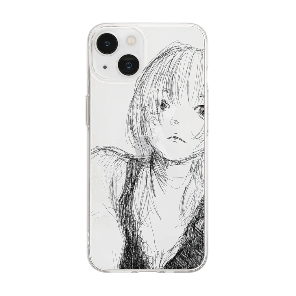 オレンジの唇 透過版 Soft Clear Smartphone Case