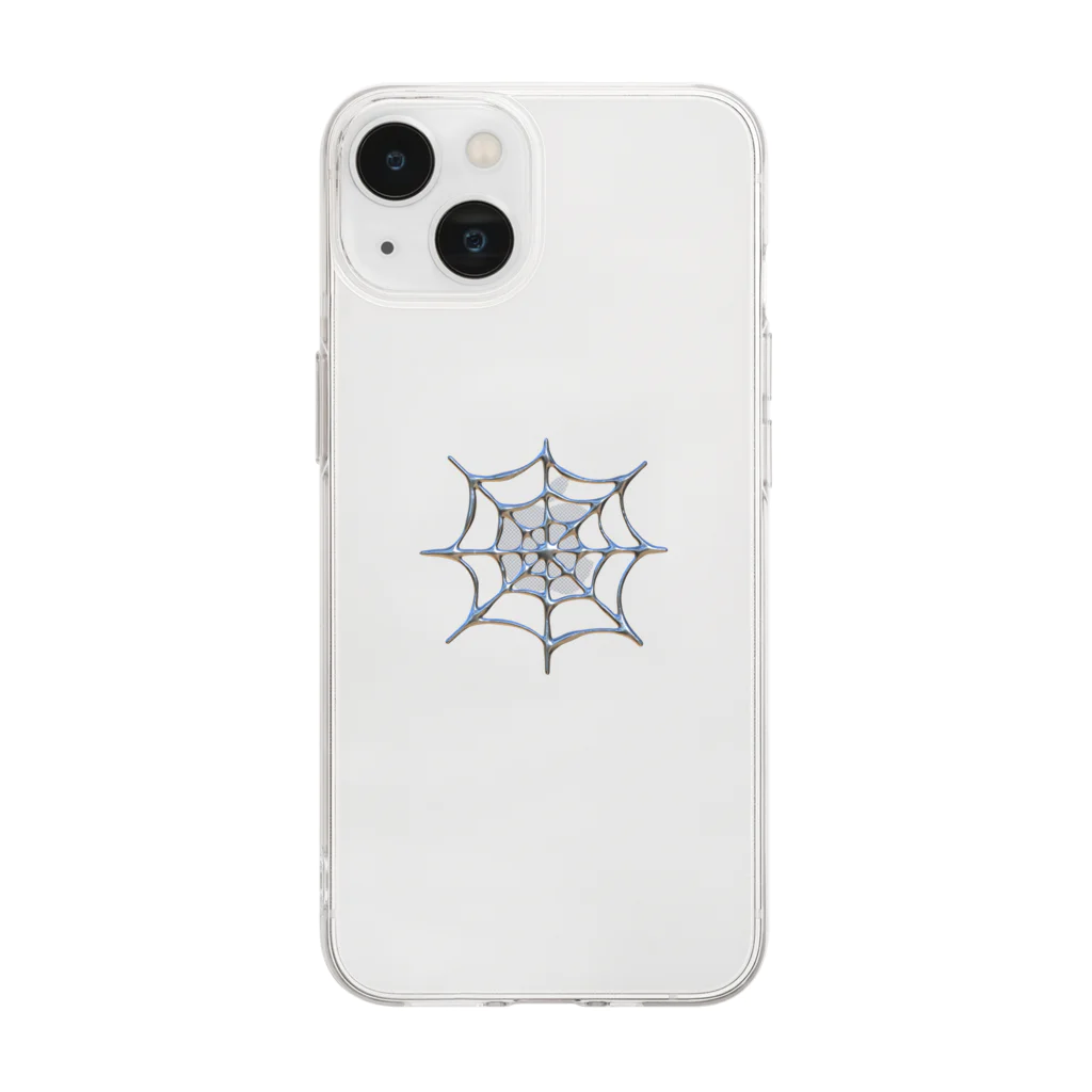 kaka_shopのメタリック　スパイダー　蜘蛛の巣 Soft Clear Smartphone Case