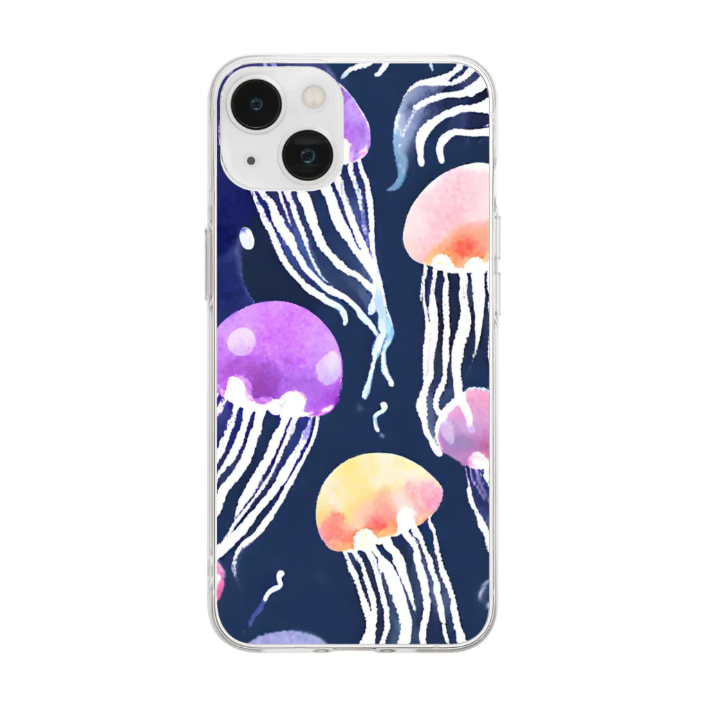 人生を笑いに変えるアートのクラゲのように無になろう Soft Clear Smartphone Case