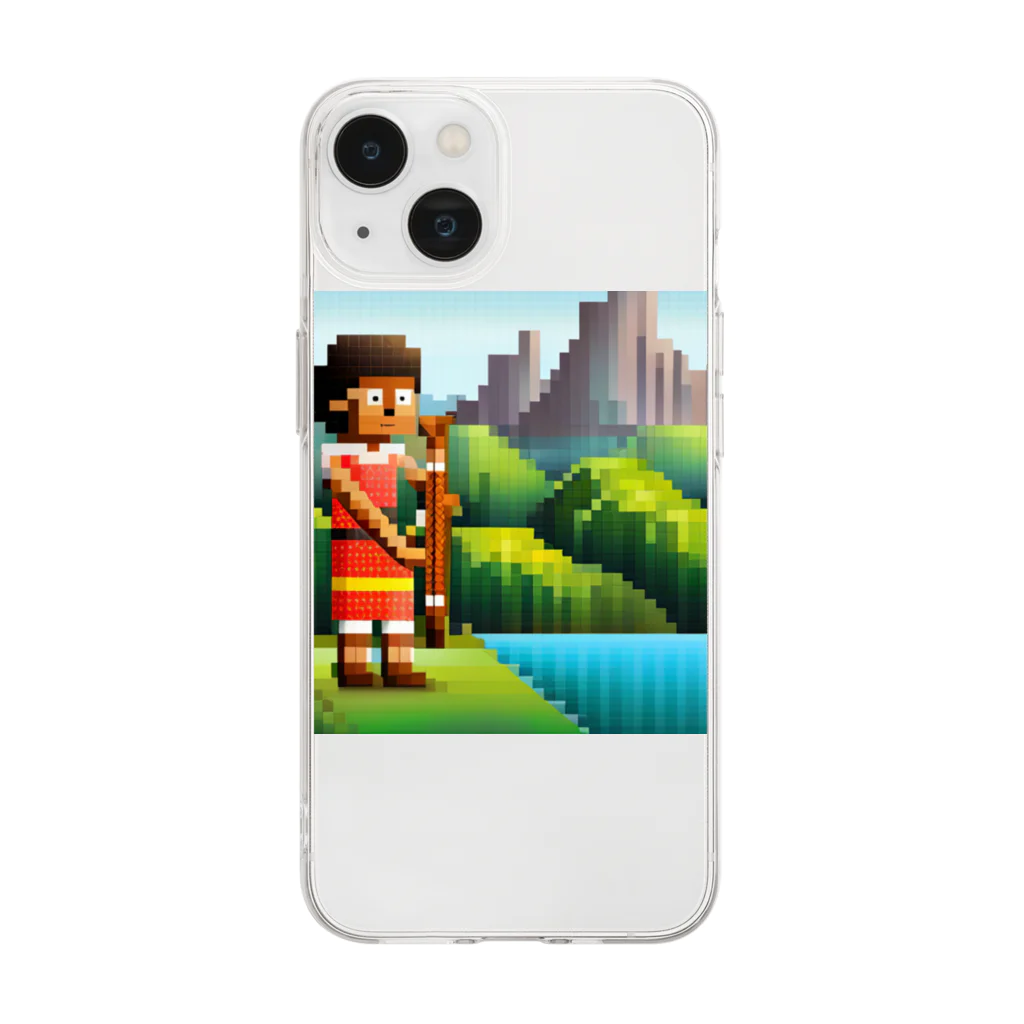 nomad4491のドット絵のディジュリドゥ Soft Clear Smartphone Case