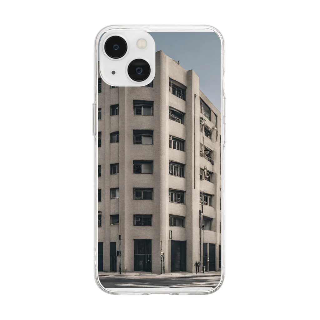 tebachanのビル Soft Clear Smartphone Case