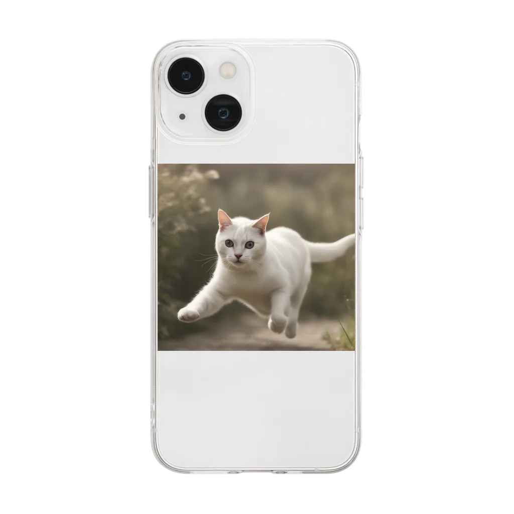 TAIYO 猫好きのフォトプリント美形白猫 Soft Clear Smartphone Case