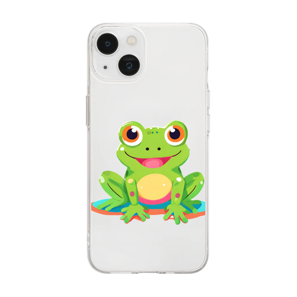 Tiny Cute Crittersのかわいいカエル Soft Clear Smartphone Case