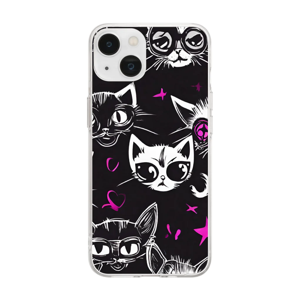 asukaのパンクな猫たち Soft Clear Smartphone Case