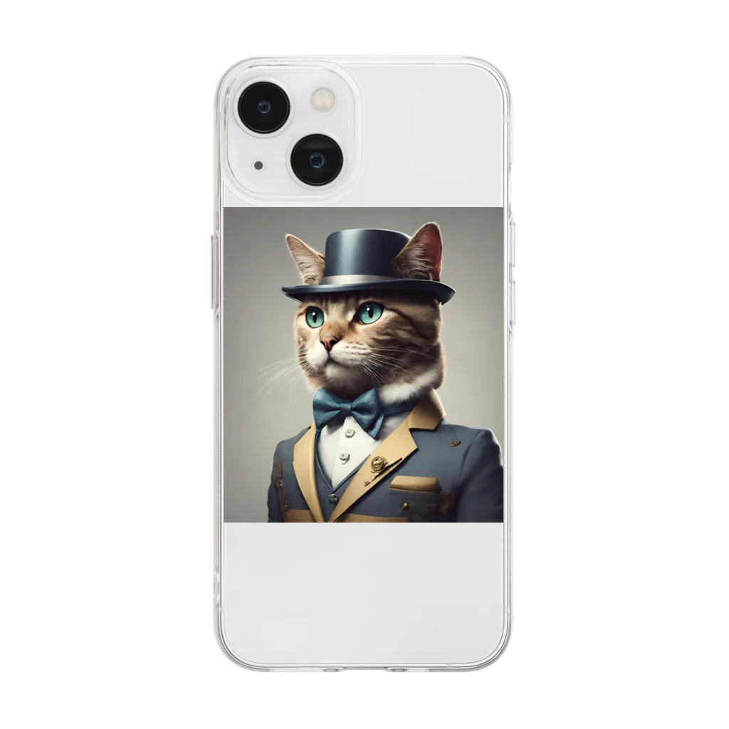 ことこと♂@トレーダーの猫猫　紳士 Soft Clear Smartphone Case