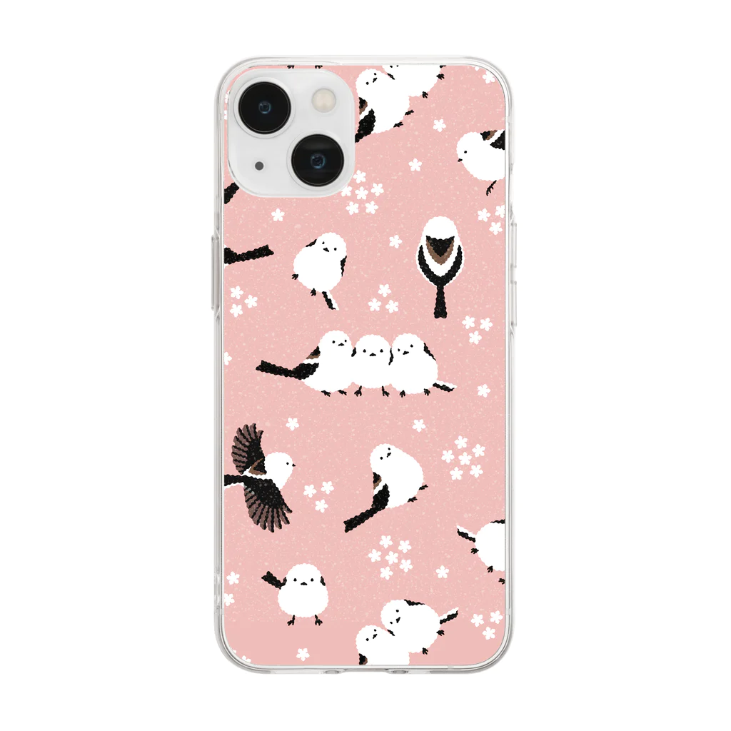 123izmのシマエナガ（ピンク） Soft Clear Smartphone Case