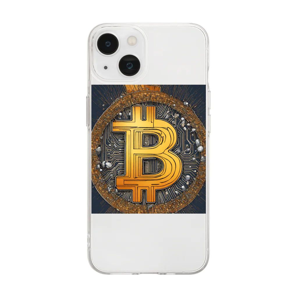 ビットのビットコインアート Soft Clear Smartphone Case