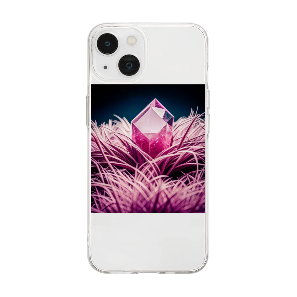 teru8376のピンクサファイア Soft Clear Smartphone Case