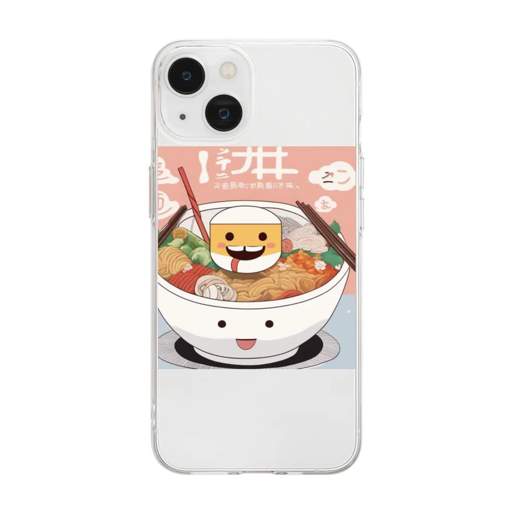 むささび工房のラーメンと豆腐折り紙風 Soft Clear Smartphone Case